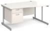 Gentoo Wave Desk with 2 Drawer Pedestal and Single Upright Leg 1400 x 990mm - White