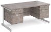 Gentoo Rectangular Desk with Single Cantilever Legs, 2 and 2 Drawer Fixed Pedestals - 1600mm x 800mm - Grey Oak