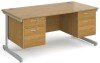 Gentoo Rectangular Desk with Single Cantilever Legs, 2 and 2 Drawer Fixed Pedestals - 1600mm x 800mm - Oak