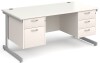 Gentoo Rectangular Desk with Single Cantilever Legs, 2 and 3 Drawer Fixed Pedestals - 1600mm x 800mm - White
