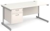Gentoo Rectangular Desk with Single Cantilever Legs and 2 Drawer Fixed Pedestal - 1600mm x 800mm - White