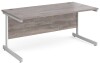 Gentoo Rectangular Desk with Single Cantilever Legs - 1600 x 800mm - Grey Oak