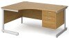 Gentoo Corner Desk with 2 Drawer Pedestal and Single Upright Leg 1600 x 1200mm - Oak