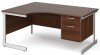 Gentoo Corner Desk with 2 Drawer Pedestal and Single Upright Leg 1600 x 1200mm - Walnut