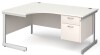 Gentoo Corner Desk with 2 Drawer Pedestal and Single Upright Leg 1600 x 1200mm - White