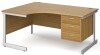 Gentoo Corner Desk with 3 Drawer Pedestal and Single Upright Leg 1600 x 1200mm - Oak