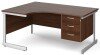 Gentoo Corner Desk with 3 Drawer Pedestal and Single Upright Leg 1600 x 1200mm - Walnut