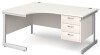 Gentoo Corner Desk with 3 Drawer Pedestal and Single Upright Leg 1600 x 1200mm - White
