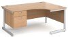 Gentoo Corner Desk with 2 Drawer Pedestal and Single Upright Leg 1600 x 1200mm - Beech