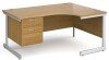 Gentoo Corner Desk with 2 Drawer Pedestal and Single Upright Leg 1600 x 1200mm - Oak