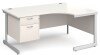 Gentoo Corner Desk with 2 Drawer Pedestal and Single Upright Leg 1600 x 1200mm - White