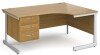 Gentoo Corner Desk with 3 Drawer Pedestal and Single Upright Leg 1600 x 1200mm - Oak