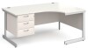 Gentoo Corner Desk with 3 Drawer Pedestal and Single Upright Leg 1600 x 1200mm - White