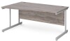 Gentoo Wave Desk with Single Upright Leg 1600 x 990mm - Grey Oak