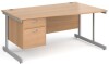 Gentoo Wave Desk with 2 Drawer Pedestal and Single Upright Leg 1600 x 990mm - Beech