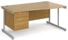 Gentoo Wave Desk with 2 Drawer Pedestal and Single Upright Leg 1600 x 990mm - Oak