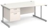 Gentoo Wave Desk with 2 Drawer Pedestal and Single Upright Leg 1600 x 990mm - White