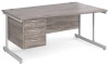 Gentoo Wave Desk with 3 Drawer Pedestal and Single Upright Leg 1600 x 990mm - Grey Oak