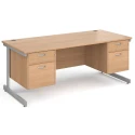 Gentoo Rectangular Desk with Single Cantilever Legs, 2 and 2 Drawer Fixed Pedestals - 1800 x 800mm