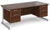 Gentoo Rectangular Desk with Single Cantilever Legs, 2 and 2 Drawer Fixed Pedestals - 1800mm x 800mm - Walnut