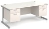 Gentoo Rectangular Desk with Single Cantilever Legs, 2 and 2 Drawer Fixed Pedestals - 1800mm x 800mm - White