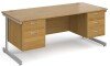 Gentoo Rectangular Desk with Single Cantilever Legs, 2 and 3 Drawer Fixed Pedestals - 1800mm x 800mm - Oak