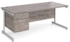 Gentoo Rectangular Desk with Single Cantilever Legs and 2 Drawer Fixed Pedestal - 1800mm x 800mm - Grey Oak