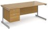 Gentoo Rectangular Desk with Single Cantilever Legs and 2 Drawer Fixed Pedestal - 1800mm x 800mm - Oak