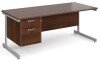 Gentoo Rectangular Desk with Single Cantilever Legs and 2 Drawer Fixed Pedestal - 1800mm x 800mm - Walnut