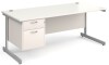 Gentoo Rectangular Desk with Single Cantilever Legs and 2 Drawer Fixed Pedestal - 1800mm x 800mm - White