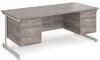 Gentoo Rectangular Desk with Single Cantilever Legs, 3 and 3 Drawer Fixed Pedestals - 1800mm x 800mm - Grey Oak