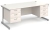 Gentoo Rectangular Desk with Single Cantilever Legs, 3 and 3 Drawer Fixed Pedestals - 1800mm x 800mm - White
