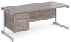 Gentoo Rectangular Desk with Single Cantilever Legs and 3 Drawer Fixed Pedestal - 1800mm x 800mm - Grey Oak