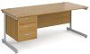 Gentoo Rectangular Desk with Single Cantilever Legs and 3 Drawer Fixed Pedestal - 1800mm x 800mm - Oak