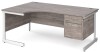 Gentoo Corner Desk with 2 Drawer Pedestal and Single Upright Leg 1800 x 1200mm - Grey Oak