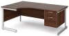 Gentoo Corner Desk with 2 Drawer Pedestal and Single Upright Leg 1800 x 1200mm - Walnut