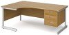 Gentoo Corner Desk with 3 Drawer Pedestal and Single Upright Leg 1800 x 1200mm - Oak