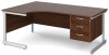 Gentoo Corner Desk with 3 Drawer Pedestal and Single Upright Leg 1800 x 1200mm - Walnut