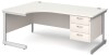 Gentoo Corner Desk with 3 Drawer Pedestal and Single Upright Leg 1800 x 1200mm - White
