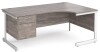 Gentoo Corner Desk with 2 Drawer Pedestal and Single Upright Leg 1800 x 1200mm - Grey Oak