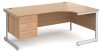Gentoo Corner Desk with 3 Drawer Pedestal and Single Upright Leg 1800 x 1200mm - Beech