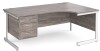 Gentoo Corner Desk with 3 Drawer Pedestal and Single Upright Leg 1800 x 1200mm - Grey Oak