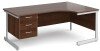 Gentoo Corner Desk with 3 Drawer Pedestal and Single Upright Leg 1800 x 1200mm - Walnut