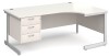 Gentoo Corner Desk with 3 Drawer Pedestal and Single Upright Leg 1800 x 1200mm - White