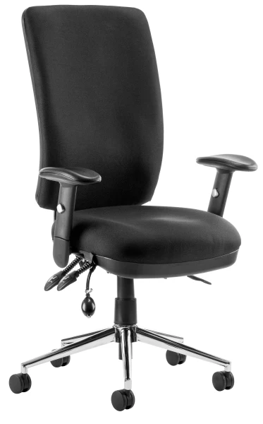 Dynamic Chiro High Back Operator Chair with Height Adjustable Arms - Black