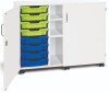 Monarch Premium Mobile 8 Shallow Tray Unit with 2 Shelf Compartment and Doors - White