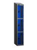 Probe Three Compartment Vision Panel Single Nest Locker - 1780 x 305 x 460mm - Blue (Similar to RAL 5019)