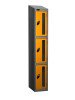 Probe Three Compartment Vision Panel Nest of Two Lockers - 1780 x 610 x 380mm - Yellow (RAL 1004)