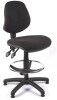 Chilli Medium Back Draughtsman Operator Chair with Adjustable Arms - Charcoal