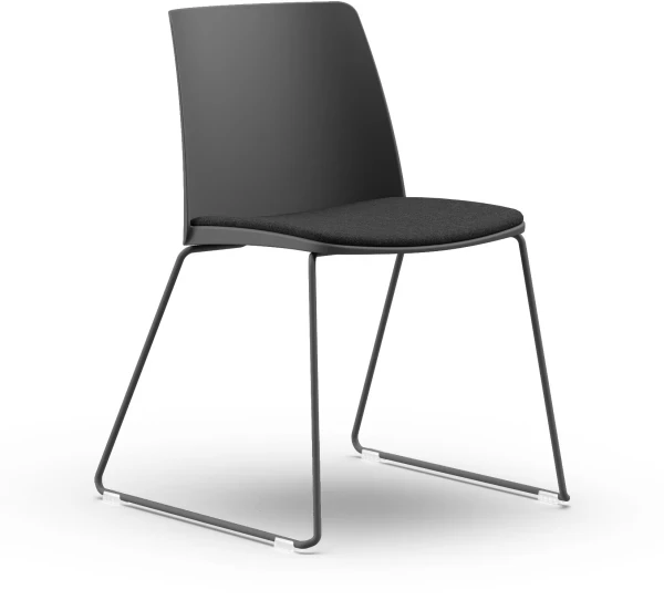 Formetiq Seattle Canteen Chair with Sled Base, Linking Feet & Fabric Seat